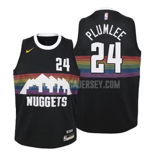 2019-20 youth denver nuggets mason plumlee 24 black city edition replica jersey