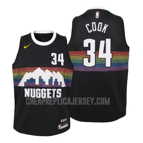 2019-20 youth denver nuggets tyler cook 34 black city edition replica jersey