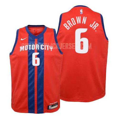 2019-20 youth detroit pistons bruce brown jr 6 red city edition replica jersey