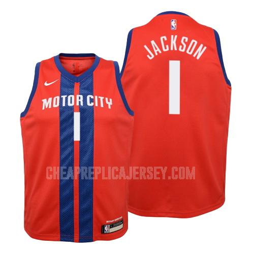 2019-20 youth detroit pistons reggie jackson 1 red city edition replica jersey