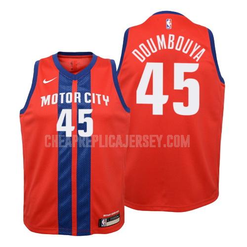 2019-20 youth detroit pistons sekou doumbouya 45 red city edition replica jersey