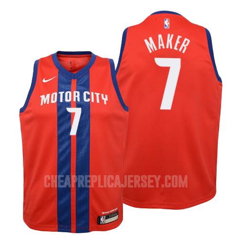 2019-20 youth detroit pistons thon maker 7 red city edition replica jersey