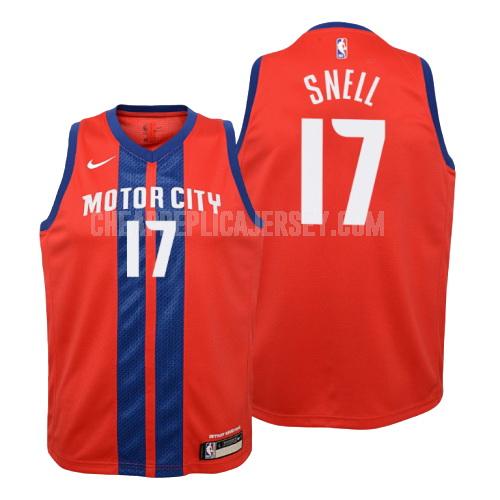 2019-20 youth detroit pistons tony snell 17 red city edition replica jersey