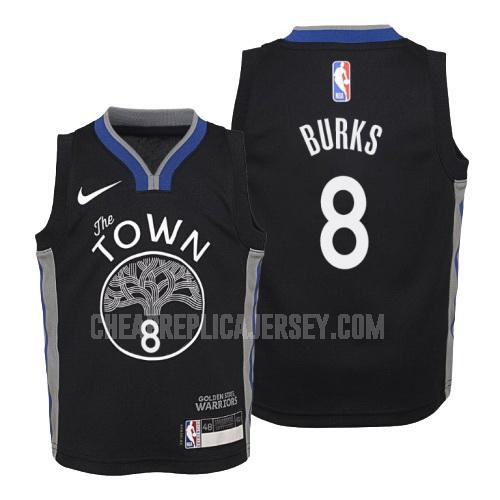 2019-20 youth golden state warriors alec burks 8 black city edition replica jersey