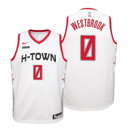 2019-20 youth houston rockets russell westbrook 0 white city edition replica jersey