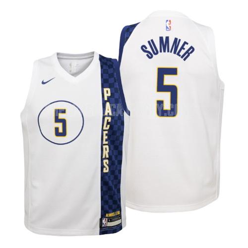 2019-20 youth indiana pacers edmond sumner 5 white city edition replica jersey