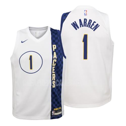 2019-20 youth indiana pacers tj warren 1 white city edition replica jersey