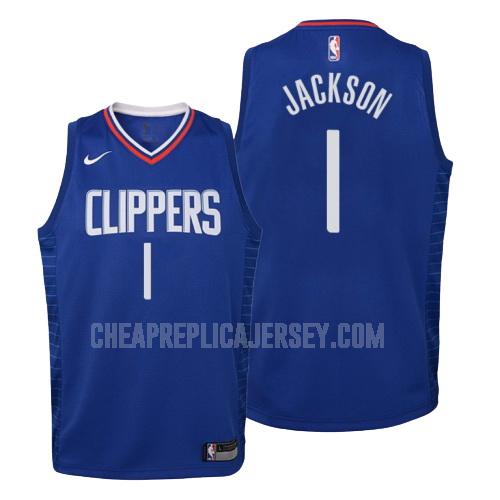 2019-20 youth los angeles clippers reggie jackson 1 blue icon replica jersey