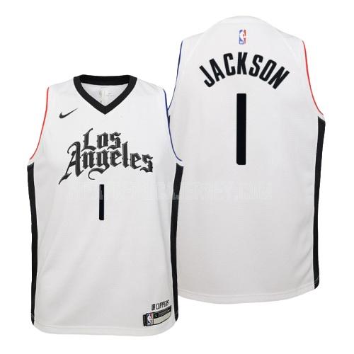 2019-20 youth los angeles clippers reggie jackson 1 white city edition replica jersey