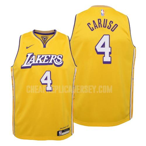 2019-20 youth los angeles lakers alex caruso 4 yellow city edition replica jersey