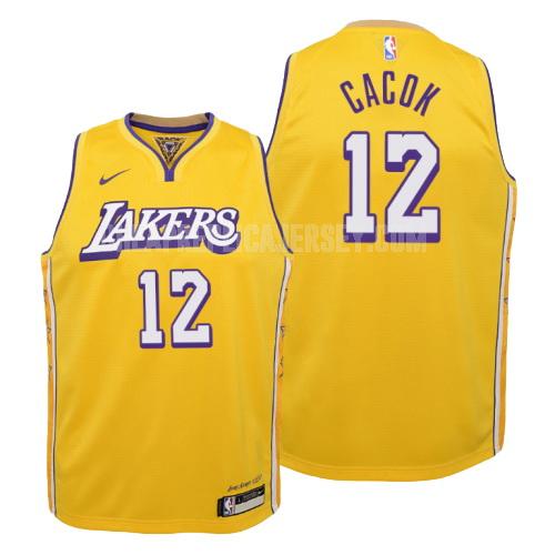 2019-20 youth los angeles lakers devontae cacok 12 yellow city edition replica jersey