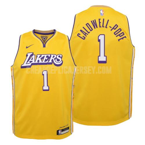 2019-20 youth los angeles lakers kentavious caldwell-pope 1 yellow city edition replica jersey