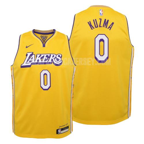 2019-20 youth los angeles lakers kyle kuzma 0 yellow city edition replica jersey