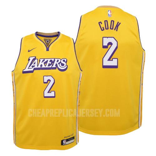 2019-20 youth los angeles lakers quinn cook 2 yellow city edition replica jersey