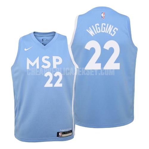 2019-20 youth minnesota timberwolves andrew wiggins 22 blue city edition replica jersey