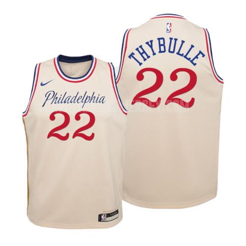 2019-20 youth philadelphia 76ers matisse thybulle 22 cream color city edition replica jersey