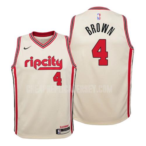 2019-20 youth portland trail blazers moses brown 4 cream color city edition replica jersey