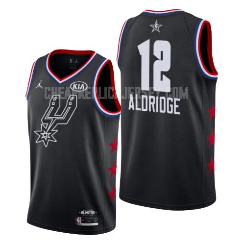 2019 men's san antonio spurs lamarcus aldridge 12 black nba all-star replica jersey