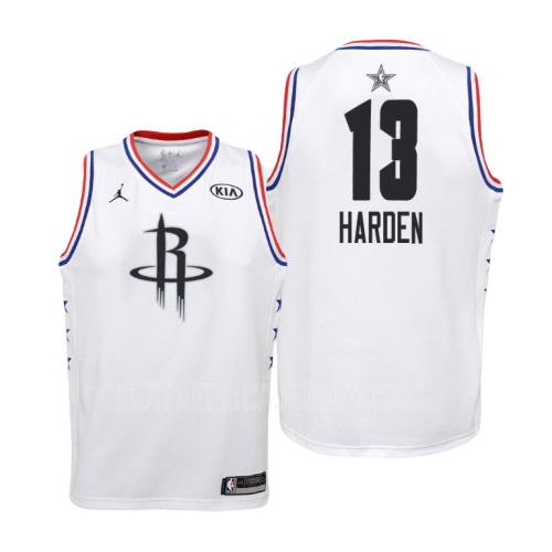 2019 youth houston rockets james harden 13 white nba all-star replica jersey