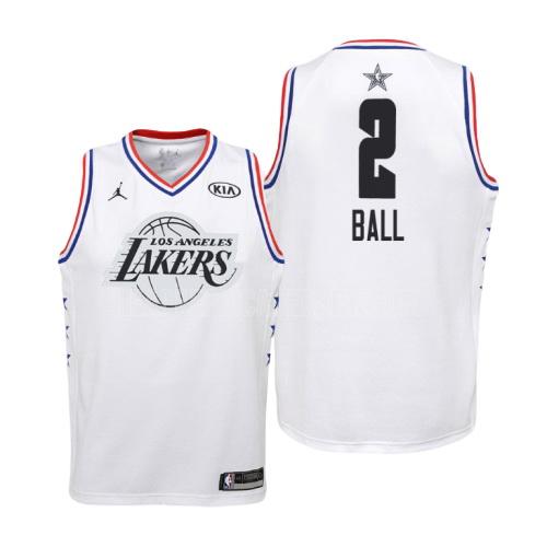 2019 youth los angeles lakers lonzo ball 2 white nba all-star replica jersey