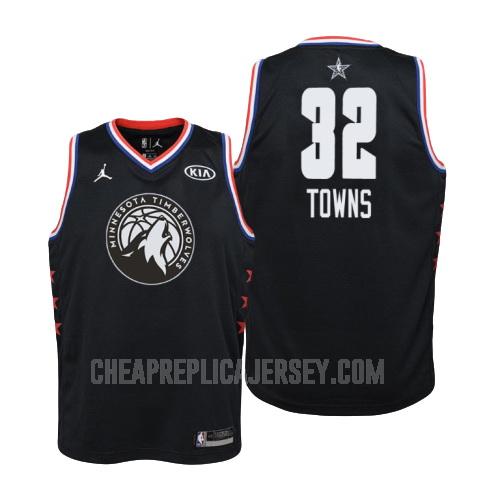 2019 youth minnesota timberwolves karl anthony towns 32 black nba all-star replica jersey