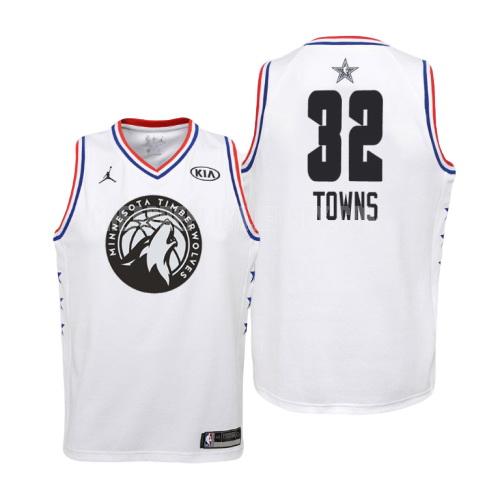 2019 youth minnesota timberwolves karl anthony towns 32 white nba all-star replica jersey