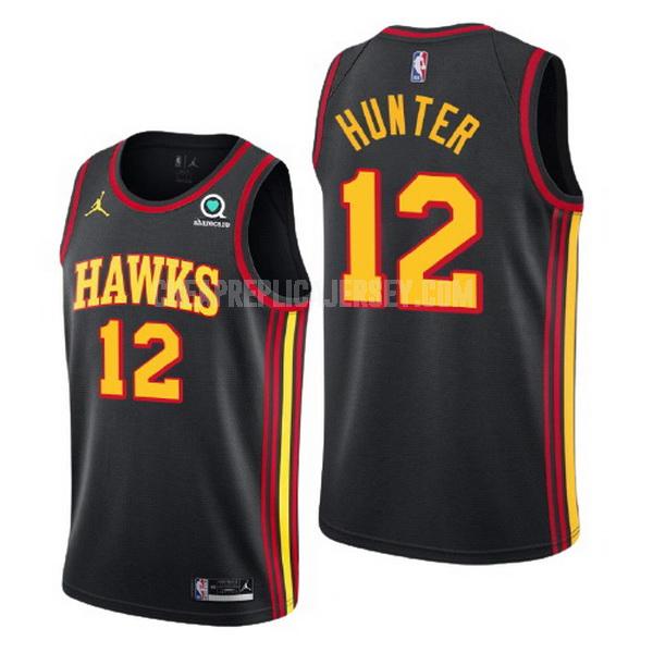 2020-21 men's atlanta hawks de andre hunter 12 black statement replica jersey