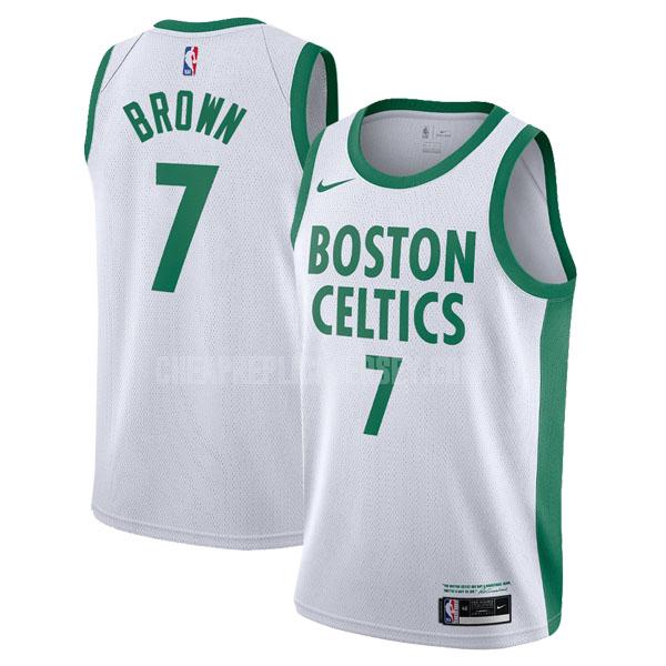 2020-21 men's boston celtics jaylen brown 7 white city edition replica jersey