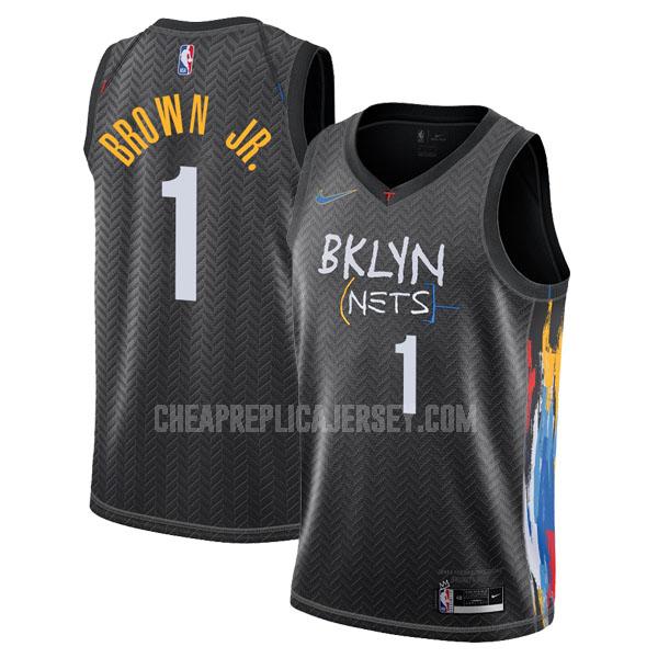 2020-21 men's brooklyn nets bruce brown jr 1 black city edition replica jersey