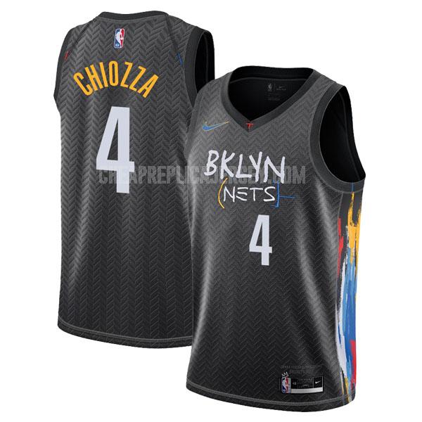2020-21 men's brooklyn nets chris chiozza 4 black city edition replica jersey