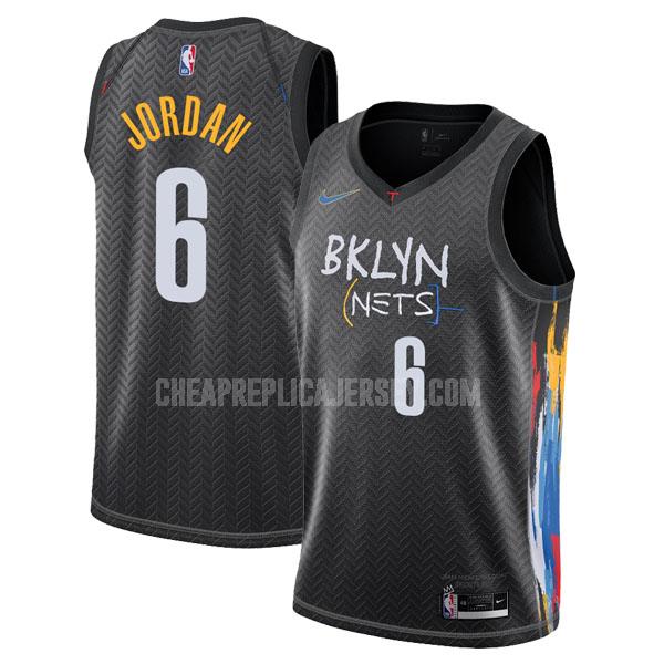 2020-21 men's brooklyn nets deandre jordan 6 black city edition replica jersey