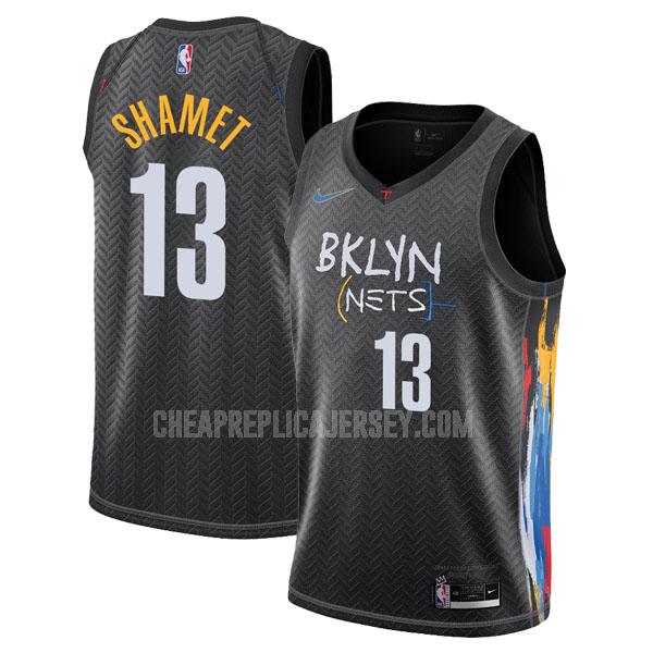 2020-21 men's brooklyn nets landry shamet 13 black city edition replica jersey
