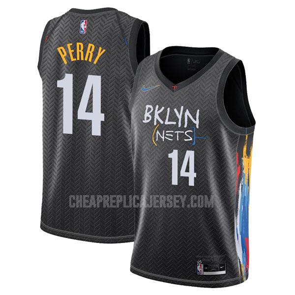 2020-21 men's brooklyn nets reggie perry 14 black city edition replica jersey