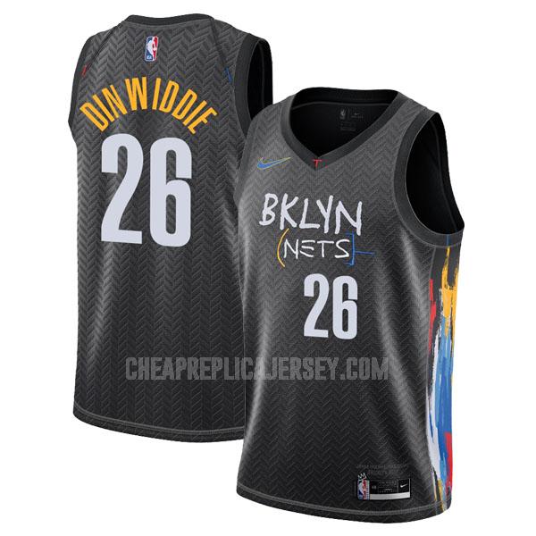 2020-21 men's brooklyn nets spencer dinwiddie 26 black city edition replica jersey