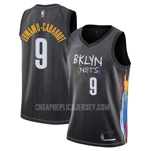2020-21 men's brooklyn nets timothe luwawu-cabarrot 9 black city edition replica jersey