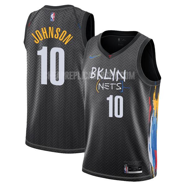 2020-21 men's brooklyn nets tyler johnson 10 black city edition replica jersey