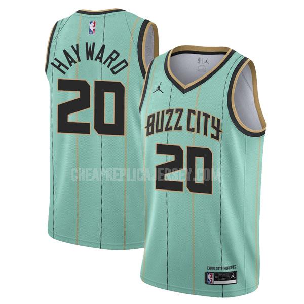 2020-21 men's charlotte hornets gordon hayward 20 green city edition replica jersey