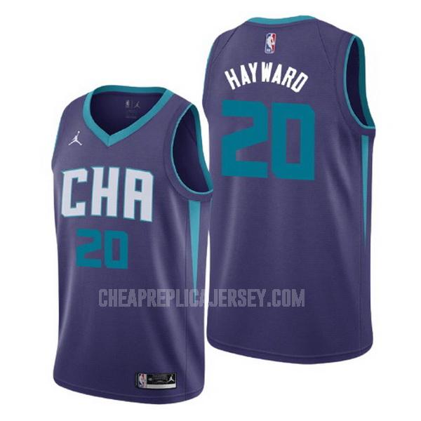 2020-21 men's charlotte hornets gordon hayward 20 purple statement replica jersey