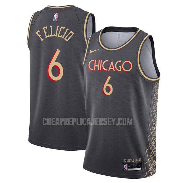 2020-21 men's chicago bulls cristiano felicio 6 black city edition replica jersey
