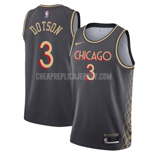 2020-21 men's chicago bulls devon dotson 3 black city edition replica jersey