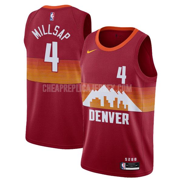 2020-21 men's denver nuggets paul millsap 4 red city edition replica jersey