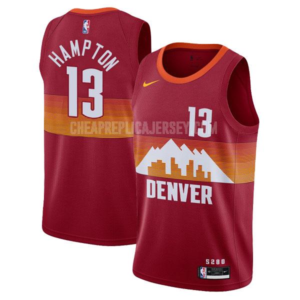 2020-21 men's denver nuggets r. j. hampton 13 red city edition replica jersey