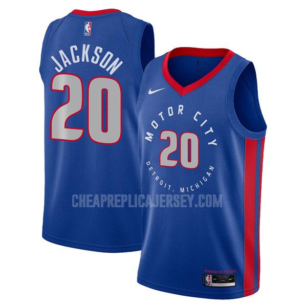2020-21 men's detroit pistons josh jackson 20 blue city edition replica jersey