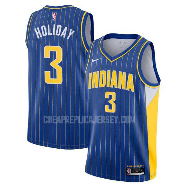 2020-21 men's indiana pacers aaron holiday 3 blue city edition replica jersey