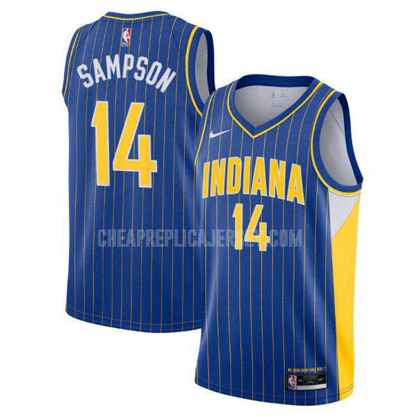 2020-21 men's indiana pacers jakarr sampson 14 blue city edition replica jersey
