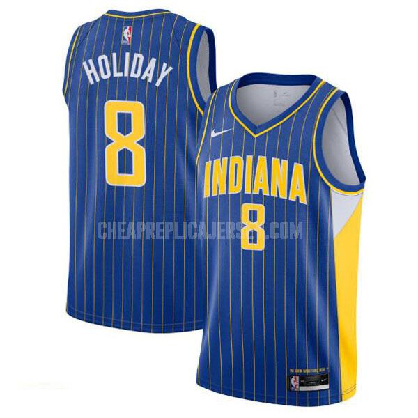 2020-21 men's indiana pacers justin holiday 8 blue city edition replica jersey