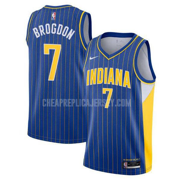 2020-21 men's indiana pacers malcolm brogdon 7 blue city edition replica jersey