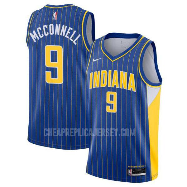2020-21 men's indiana pacers tj mcconnell 9 blue city edition replica jersey