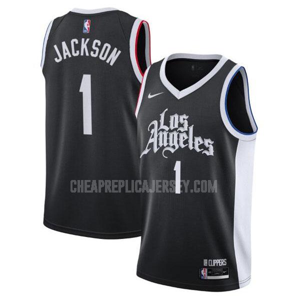 2020-21 men's los angeles clippers reggie jackson 1 black city edition replica jersey