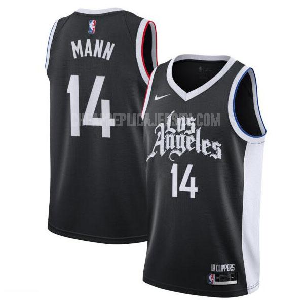 2020-21 men's los angeles clippers terance mann 14 black city edition replica jersey